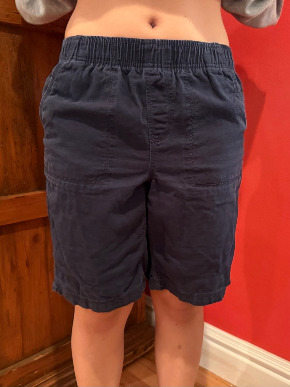 Basic Editions Navy Blue Elastic Waist Utility Shorts